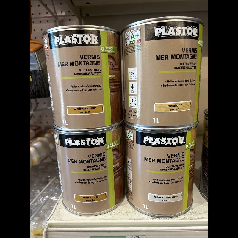 Vernis Extérieur Mer Montagne PLASTOR Satiné 1 litre