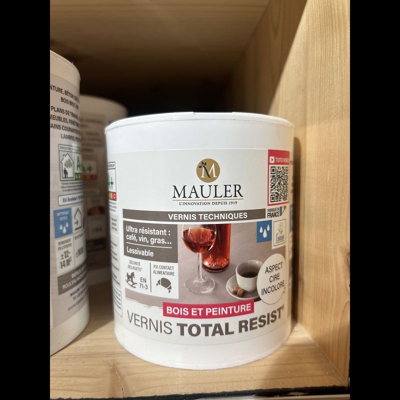 Vernis Total Resist' MAULER Aspect Ciré Incolore 0,5 litre