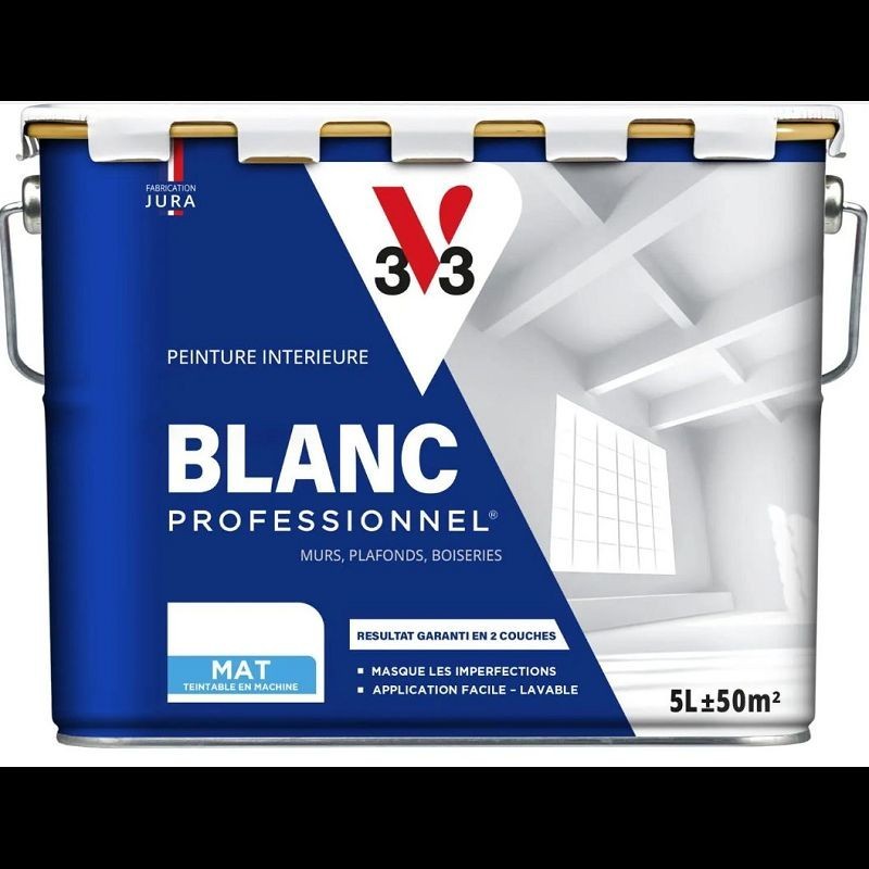 Peinture acrylique professionnelle blanche V33 5 L