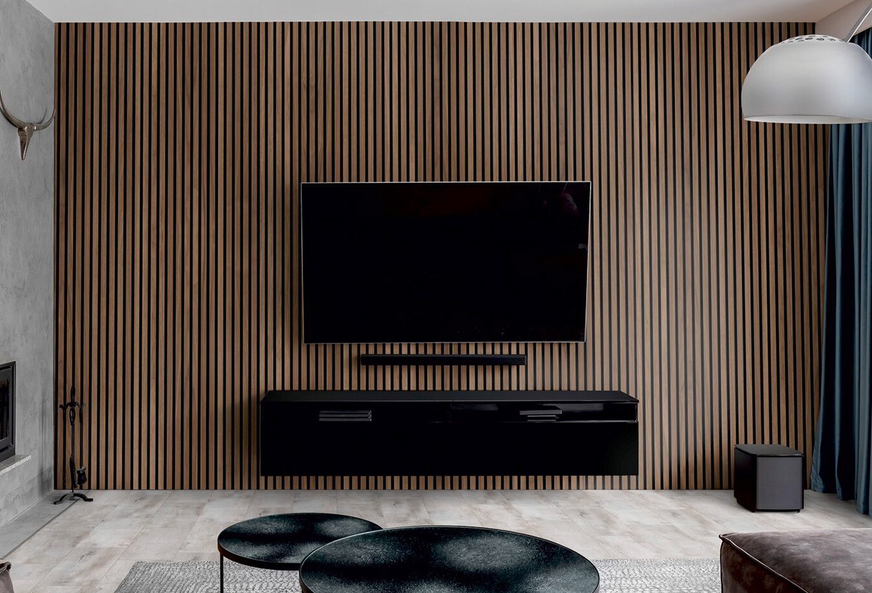 Panneau acoustique bois Noyer à tasseaux ter Hürne