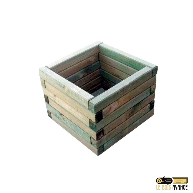 Bac à fleurs carré en bois 40x40 cm pin autoclave