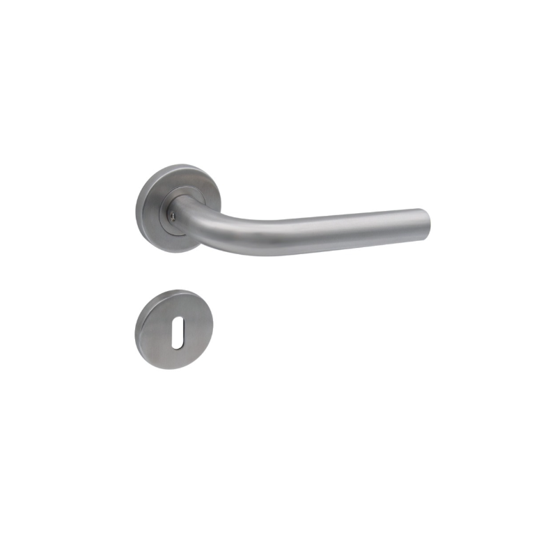 Poignée de porte inox mat sur rosaces 410 FD