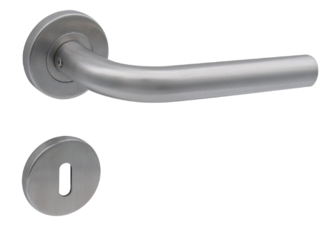Poignée de porte inox mat sur rosaces 410 FD